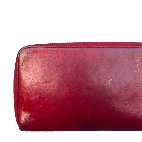 Balenciaga Long Zip Around Red Wallet Distressed Moto Style Vintage Used - Picture 7 of 16